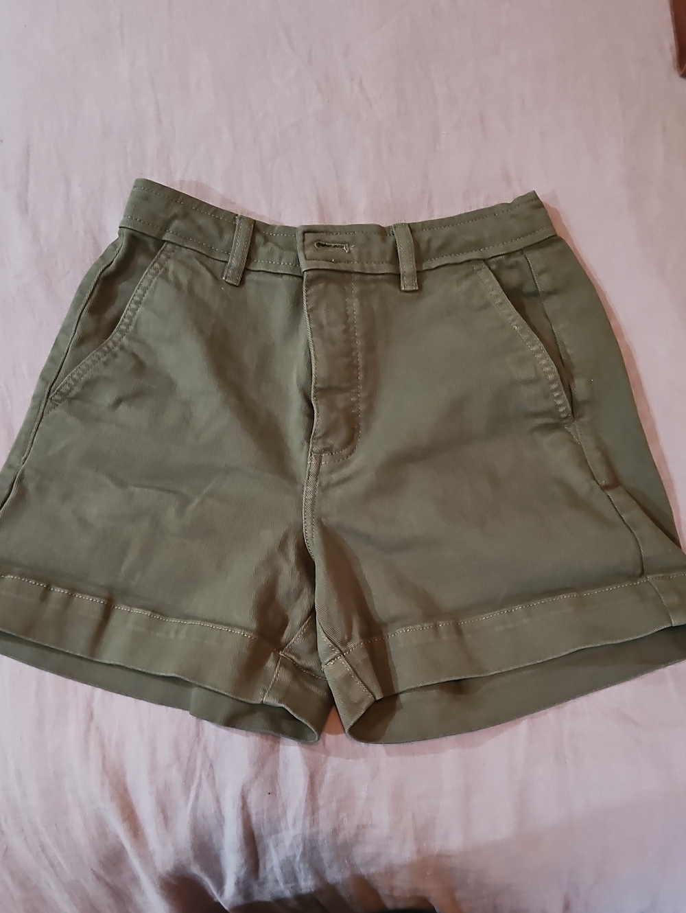 Everlane The Utility Short High Waisted Organic Cotton Olive Women’s Size 2